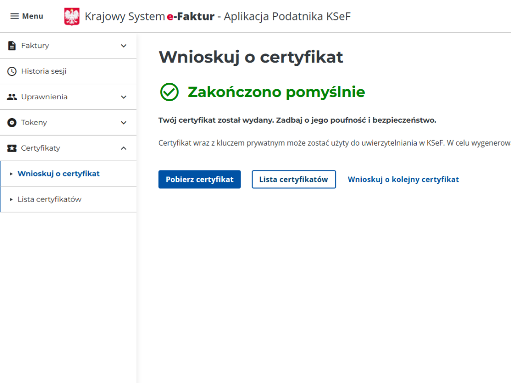 Pobieranie certyfikatu